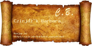 Czirják Barbara névjegykártya